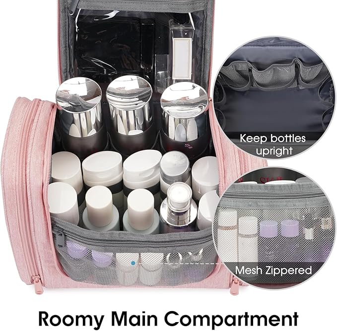 Narwey Hanging Toiletry Bag for Women Travel Makeup Bag Organizer Toiletries Bag for Cosmetics Essentials Accessories