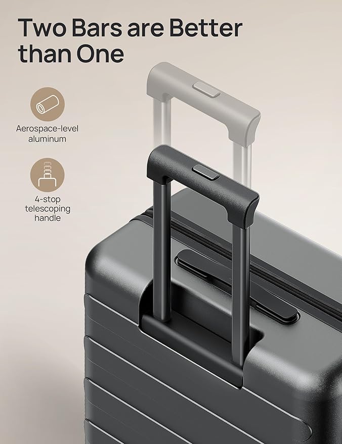 Carry on Luggage 22 X 14 X 9 Airline Approved, 20 Inch Luggage for 3-5 Days Travel, Double Spinner Wheels, 100% Hardshell PC, TSA Lock (00-Black (Expandable), Set 2PCS (20-Inch/28-Inch))