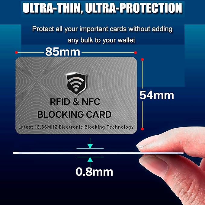 SaiTech IT 2 Pack RFID Blocking Cards, One Card Protects Entire Wallet Purse For Men & Women, NFC Contactless Bank Debit Credit Card Protector ID ATM Guard Card – Grey