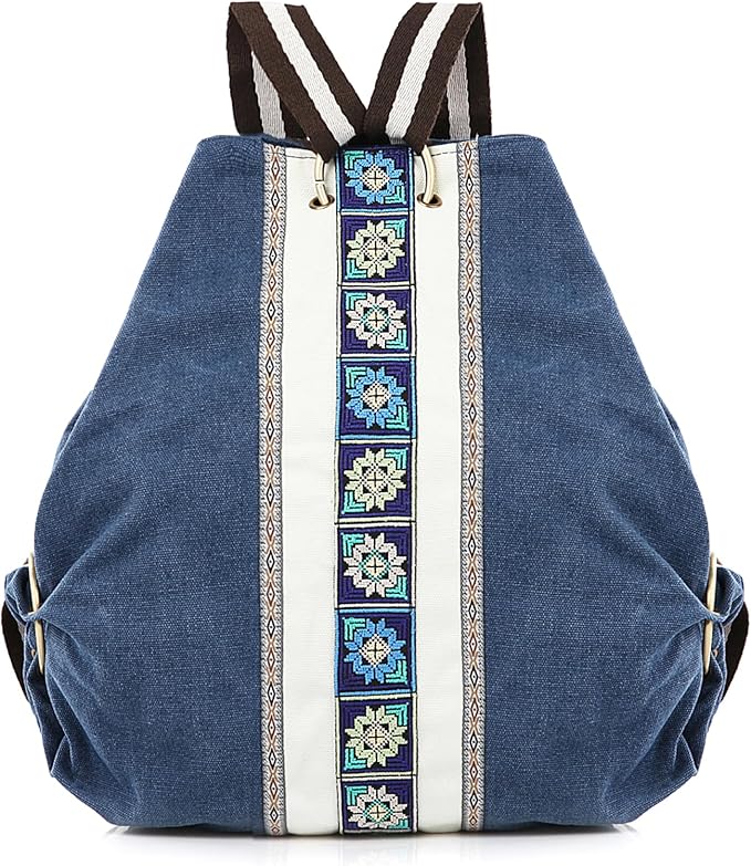 Goodhan Women Canvas Backpack Daypack Casual Shoulder Bag, Vintage Heavy-duty Anti-theft Travel Backpack