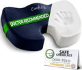 ComfiLife Premium Seat Cushion – 100% Memory Foam Office Chair Cushion, Back Relief (Navy)