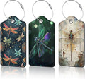 3 PCS Dragonfly Luggage Tags,Fantasy Dragonfly Suitcase Tags Privacy Cover ID Label with Stainless Steel Loop and Address Card for Travel Bag Suitcase