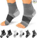 Plantar Fasciitis Sock (6 Pairs) for Men and Women, Compression Foot Sleeves with Arch and Ankle Support (Black, Gray, White, Medium)