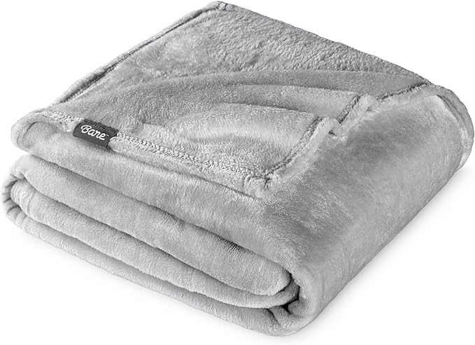 Bare Home Fleece Blanket - King Size - Ultra-Soft Lightweight for Bed, Sofa, and Couch - Luxury Microplush - Cozy Warm Blanket (King, Light Grey)