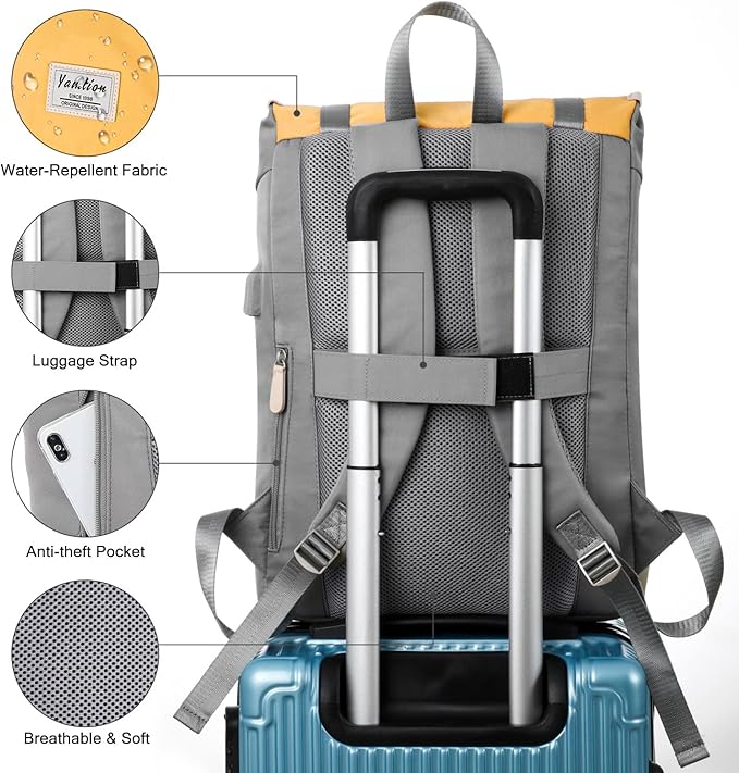 17" Laptop Backpack for Girls & Boys Teens, College Bookbag High School Backpack with USB Charging Port for Women & Men