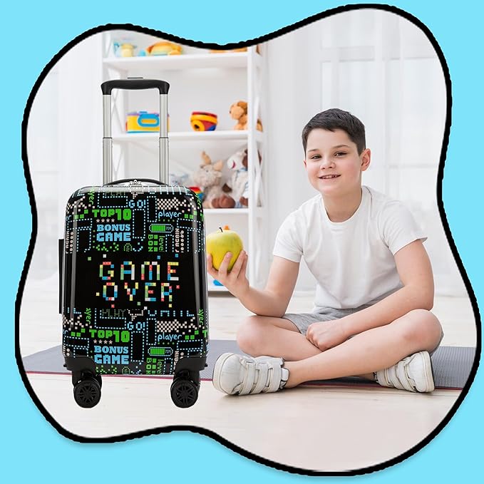 Suitcase for Kids 16inch Car Luggage Set for Boys Travel Suitcase Hard Shell Luggage Sets with Spinner Wheels Carry on Luggage Airline Approved