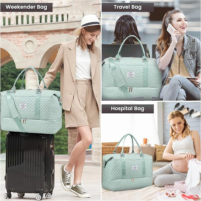 LOVEVOOK Travel Duffle Bag,Weekender Bags for Women with Shoe Compartment，Carry on Overnight Bag with Toiletry Bag,Gym Duffel Bag with Wet Pocket, Hospital Bags for Labor and Delivery
