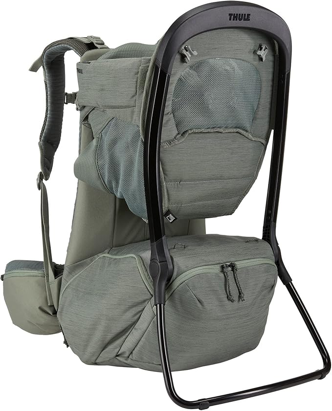 Thule Sapling Child Carrier Backpack - Machine Washable Seat - Self-Standing Frame - Adjustable padded straps for parents - Ergonomic seat with under-leg support for child - UPF 50 Sunshade