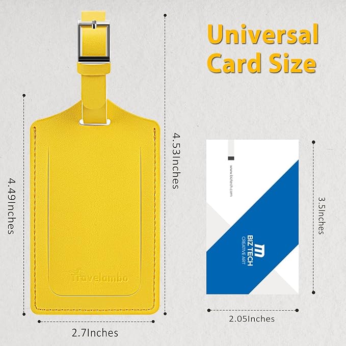 Travelambo Luggage Tags for Suitcases Faux Leather Privacy Protection 20 Pack Bag Tags Travel Accessories Essential, Energetic Yellow