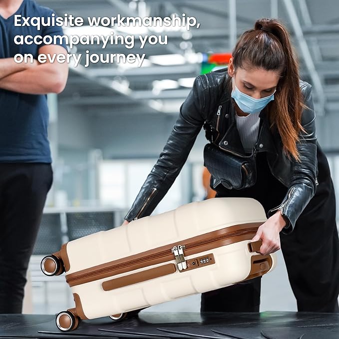 Luggage Sets 3 Piece with Spinner Wheel, Hardside Suitcase Set with TSA Lock, Expandable Lightweight Travel Luggage for Men and Women, White