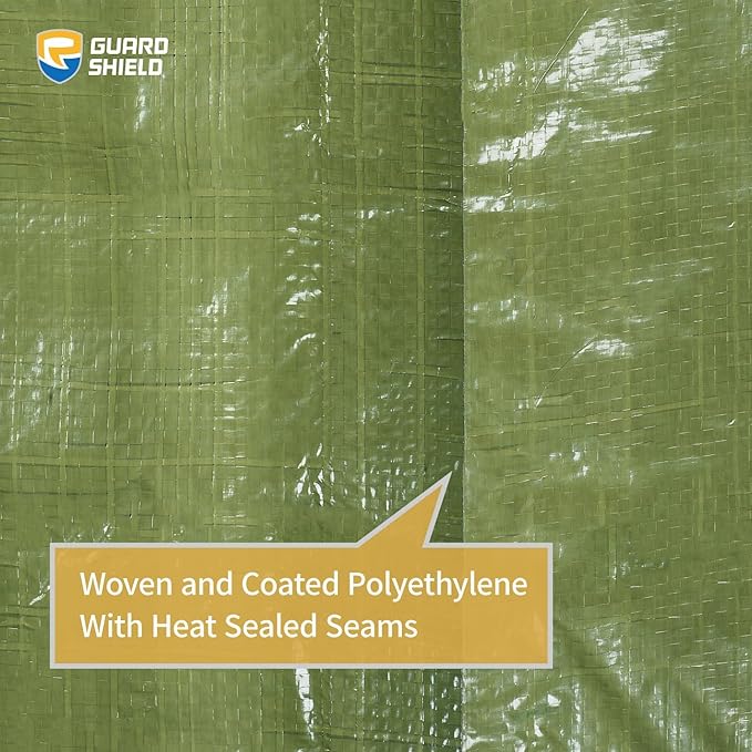 GUARD SHIELD Tarp Green 12x12 Feet Multi Purpose Waterproof Poly Tarp Cover 5mil