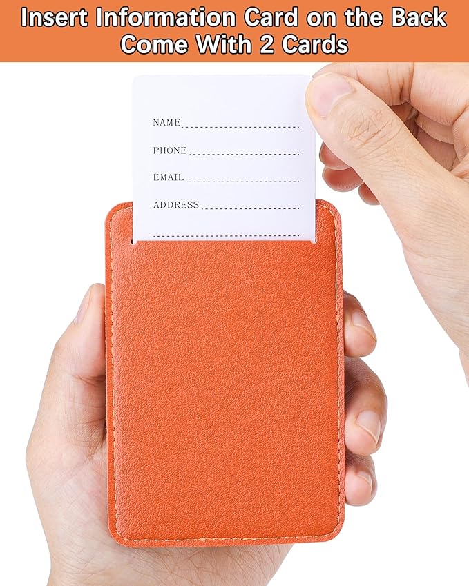 Teskyer Luggage Tags for Suitcases, TSA Approved with Privacy Protection Cover, Premium Faux Leather Bag Tags for Travel - 2 Pack, Orange
