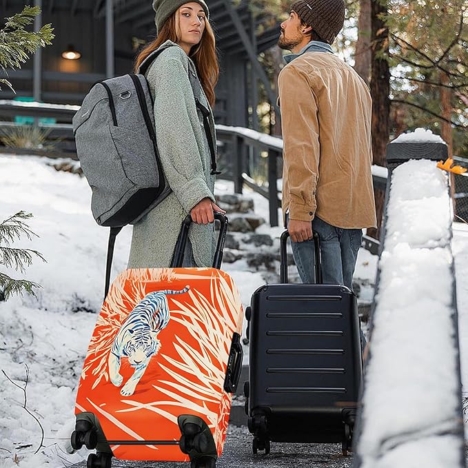 ANNA QUEEN Funny White Tiger Luggage Cover, Suitcase Protector with Bold Jungle Animal Print, Stretchable, Washable Travel Cover for 28-30 Inch Luggage