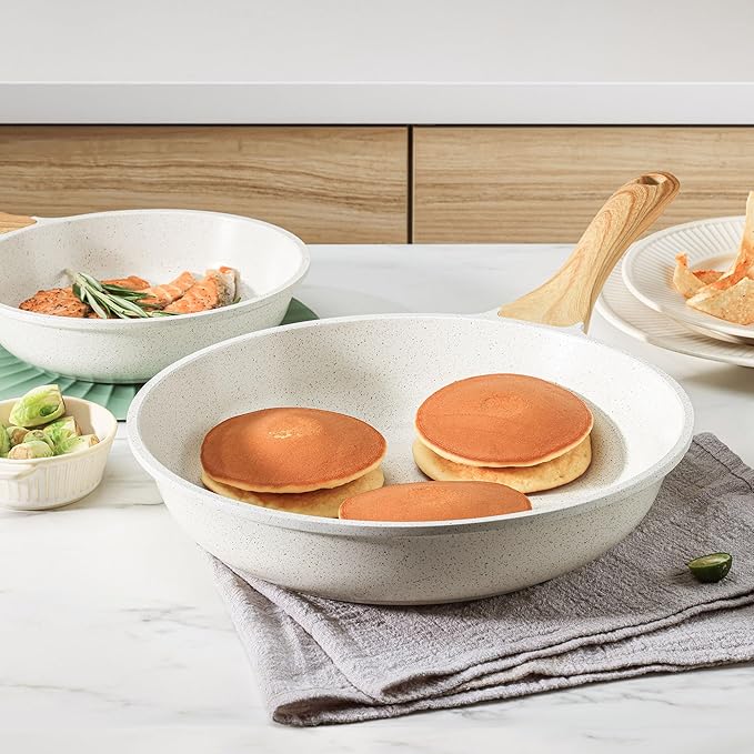 SENSARTE Nonstick Ceramic Frying Pan Skillet, 8-Inch Omelet Pan, Healthy Non Toxic Chef Pan, Induction Compatible Egg Pan with Heat Resistant Handle, PFAS-Free, White