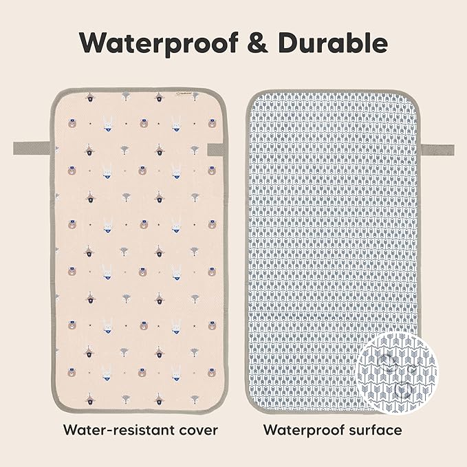 KeaBabies Portable Diaper Changing Pad, Easy Wipe Clean - Foldable Waterproof Baby Changing Mat for Diaper Bag, Compact, Lightweight, 25x13 Baby Changer Travel Essential, Machine Washable(Wild Patrol)