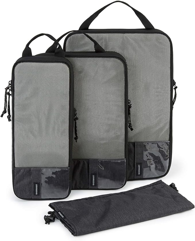 BAGSMART 6 Set Compression Packing Cubes - Lightweight Travel Essentials, Durable Luggage Organizer