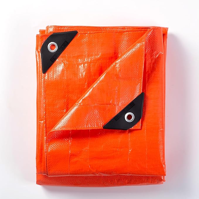 GUARD SHIELD Orange Tarp 12x20 Feet Tarps High Visibility Outdoor Poly Cover Lightweight 6mil