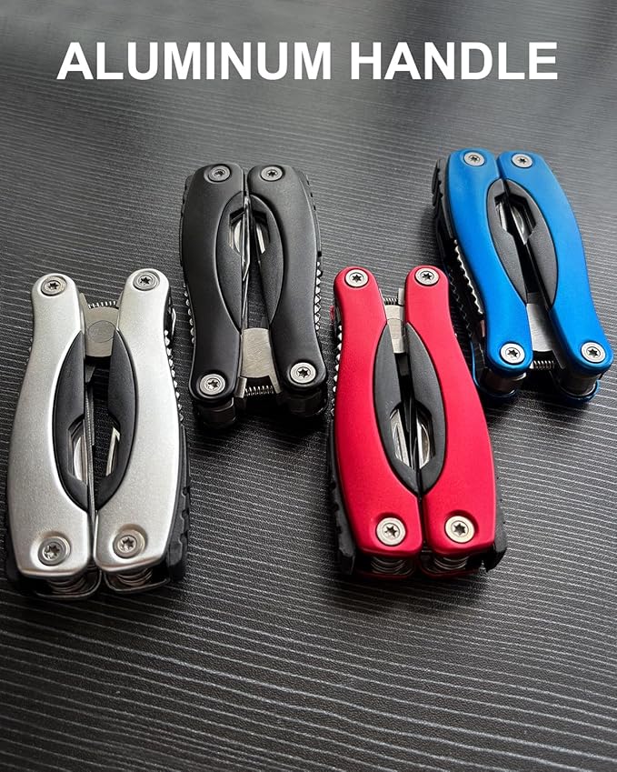 UNOONE 11-in-1 Multitool Pliers - Stainless Steel Pocket Knife with Pliers, Screwdriver & Bottle Opener - Aluminum Handle EDC Knives for Survival, Camping, Hunting, Hiking - Gift for Men Women (Blue)