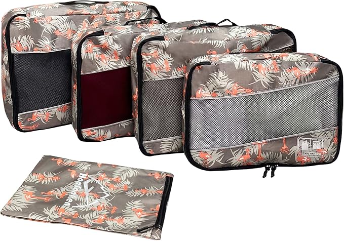 5 Set Packing Cubes for Travel Large Suitcase Luggage Organizer Bags Travel Accessories Vacation 4 Cubes 1 Laundry Pouch Bag