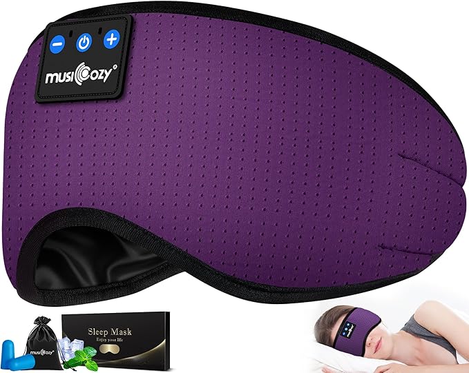 MUSICOZY Sleep Headphones Bluetooth 5.4 Headband Headphones Super Soft & Breathable, Wireless Sleeping Eye Mask Earbuds Earphones for Side Sleepers Mom Women Cool Tech Gadgets Gifts