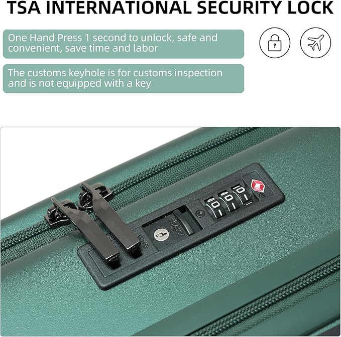 Carry On Luggage, 20 Inch Top Opening Aluminum Frame Lightweight Airline Approved ABS+PC Hard Shell Suitcases with Silent Wheels, TSA Lock, Front Pocket & Wet-dry Separated Six-piece Set