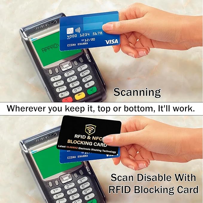 SaiTech IT 2 Pack RFID Blocking Card, One Card Protects Entire Wallet Purse, NFC Contactless Bank Debit Credit Card Protector ID ATM Guard Card Blocker–(Black)