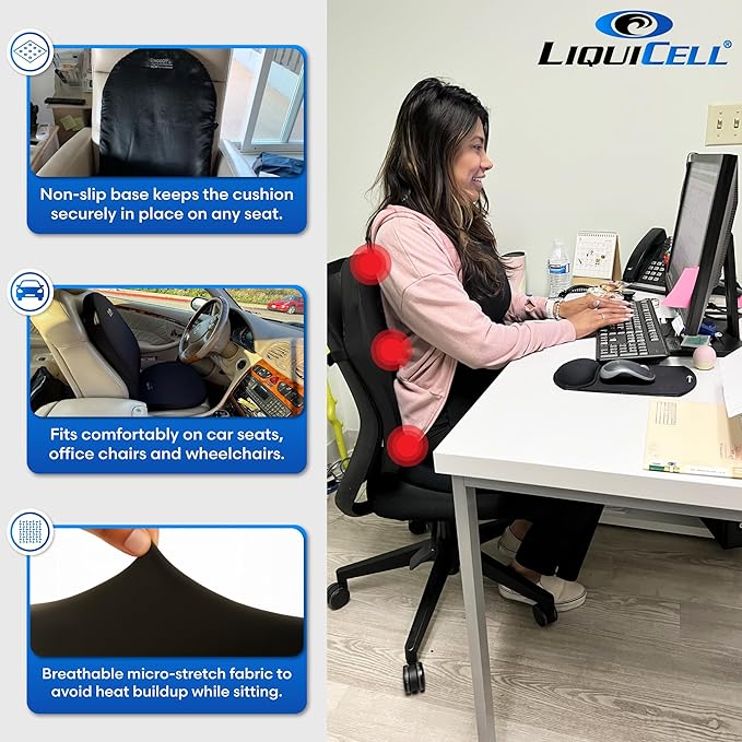 Lumbar Pillow Lower Back Support Cushion for Back Rest, Good Posture, Spine Pain, Long Sitting Hours at Chair, Office, Car Seat, Wheelchair, Large (18" W x 24”x 1.5”)