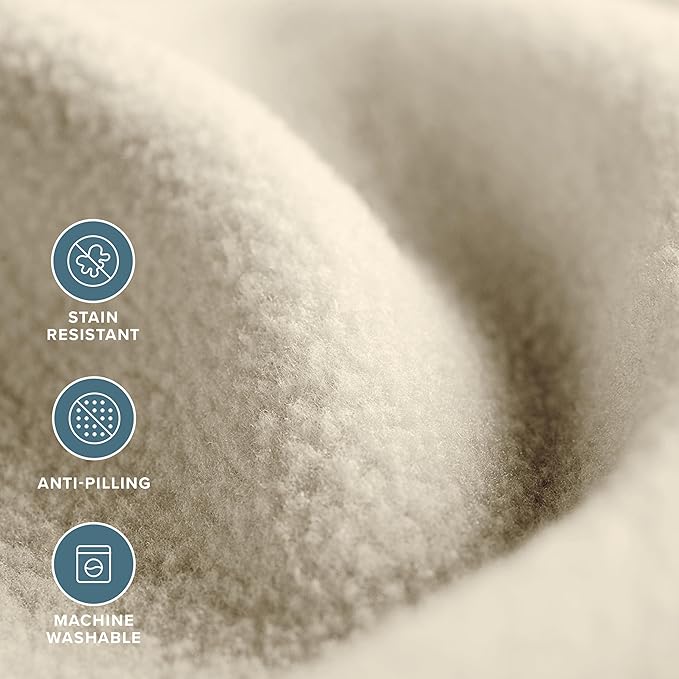 Bare Home Polar Fleece Blanket - Extra Long - Oyster - Warm & Cozy - Premium Fleece - Throw for Bed, Sofa, Camping, Travel and Cold Nights - Lightweight Blanket (Twin/Twin XL, Oyster)