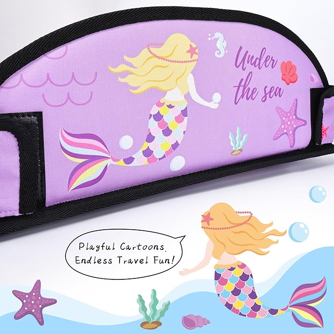 2PCS Kids Travel Tray for Airplane - Toddler Car Seat Table Tray, Road Trip Essentials for Boys & Girls, Carseat Lap Desk for Kids Road Trip Activities (Dark Blue Car/Purple Mermaid)