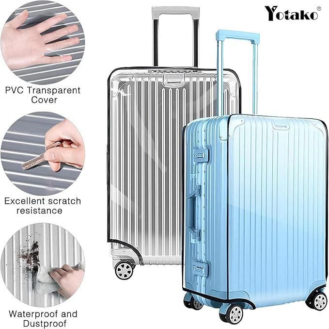 Yotako Clear PVC Suitcase Cover Protectors 28 Inch Luggage Cover for Wheeled Suitcase 28''