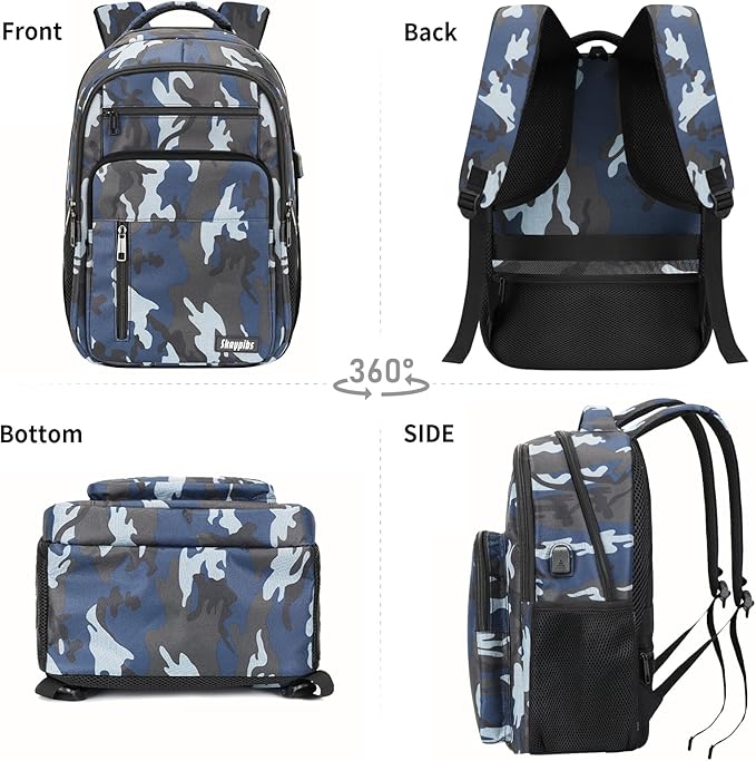 Backpack for Men Women, School Backpack for Boys Girls Teens, 15.6 Inch Laptop Backpacks with USB Port, Water Resistent Book bag, Work College Bookbag, back pack, Mochila para hombre