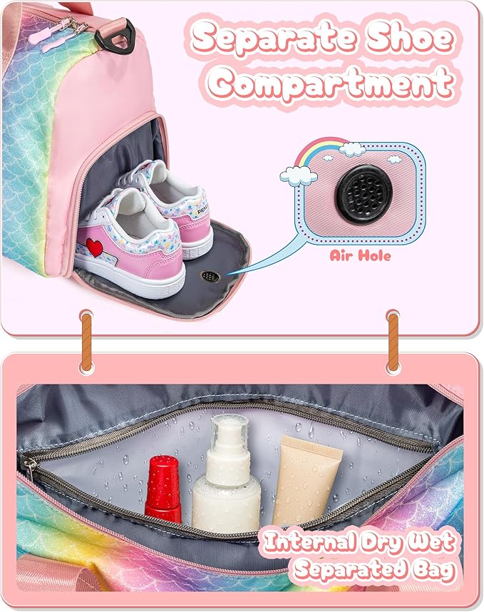 Graduation Gifts for Girls-Girl Gym Bag with Shoe Compartment, Kid Personalized Weekender Overnight Bags, Initial Travel Tote with Makeup Pouch, Gift Ideas for Niece Sister (Letter O)