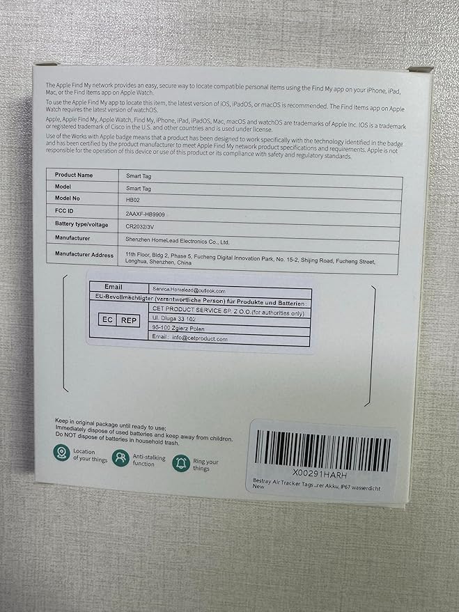 Air Tracker Tags-4 Pack, Smart Bluetooth Tracker Works with Apple Find My (iOS Only), Item Finder Locator for Keys, Luggage, Backpack, IP67 Waterproof