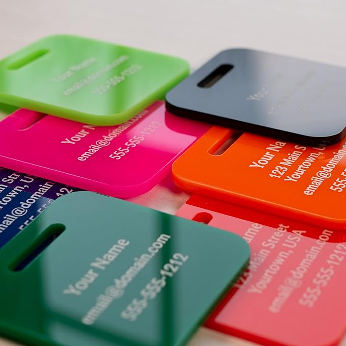Custom Luggage Tags (3 or 6 Pack) - Personalized Unique Suitcase & Backpack Travel, Durable, Waterproof & Heavy Duty (Dark Green)