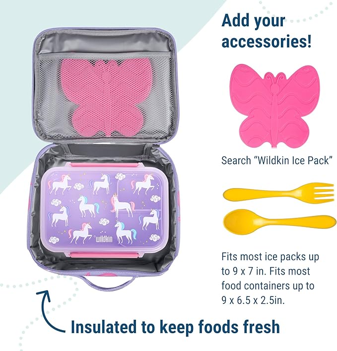 Wildkin Kids Insulated Lunch Box – Durable and Reusable for School & Travel - Big Dot Aqua