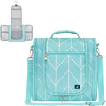 PAVILIA Extra Large Toiletry Bag Travel Bag for Women Men, Hanging Cosmetic Organizer, Water Resistant Makeup Bag for Accessories Toiletries, Travel Essentials Kit (Teal Chevron)