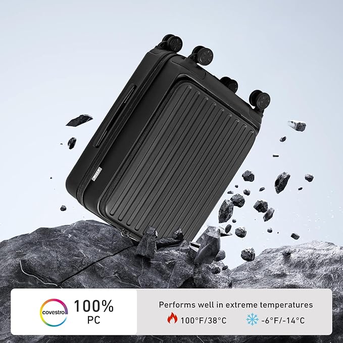 KYME 30-Inch Large Checked Luggage, 100% PC Hardside Suitcase with TSA Lock & Double Spinner Wheels, Durable Travel Hard Shell for Men & Women (Black)
