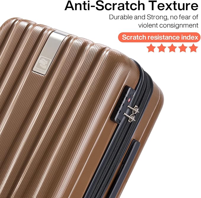 Hanke 29 Inch Luggage Suitcases With Spinner Wheels Lightweight PC hardside Rolling Suitcase With Travel Lock, Checked-Large 29-Inch Christmas Gifts for Birthday （Brown）