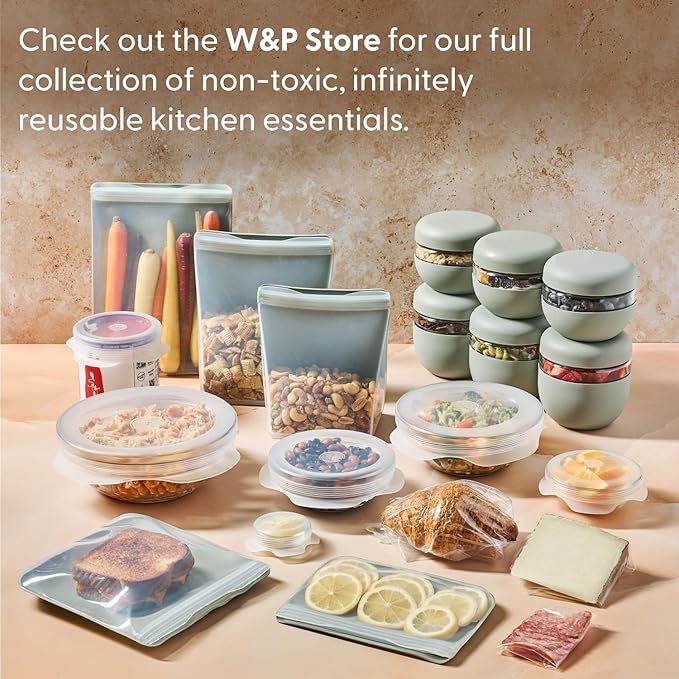 W&P Porter Ceramic Bowl Lunch Container w/ Protective Non-slip Exterior, Cream 1 Liter | Lid & Snap-tight Silicone Strap | Food Storage, Bento Box, Meal Prep | BPA-Free Ceramic