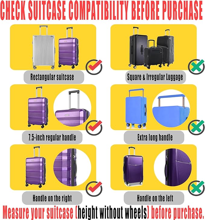 Suitcase Covers for Luggage – TSA Approved Clear PVC Luggage Protector Cover, Thick Transparent Waterproof Sleeve with Large Hook and Loop Closure, Fits 30" Wheeled Suitcases
