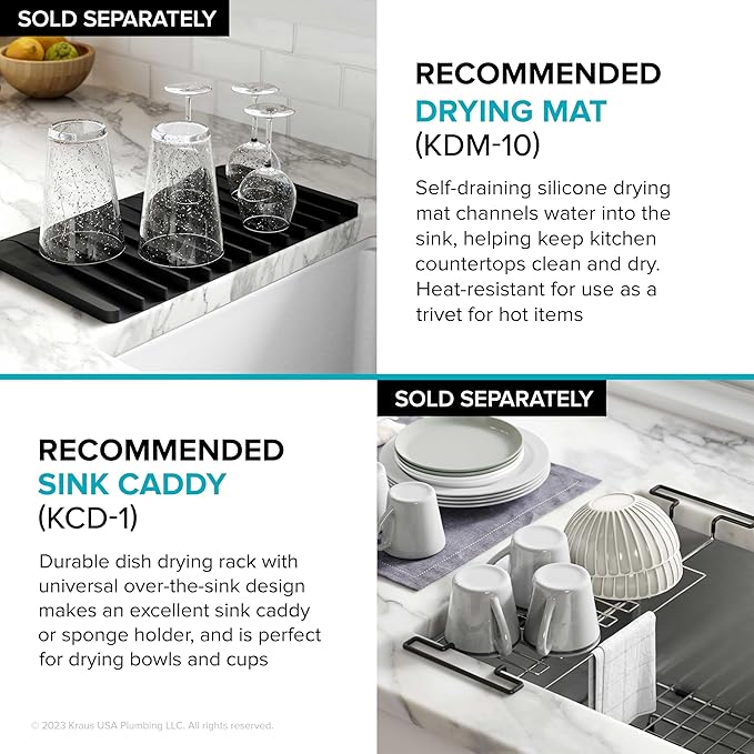 KRAUS Kore 36-Inch Undermount Workstation 16 Gauge Single Bowl Stainless Steel Kitchen Sink with Accessories, KWU110-36