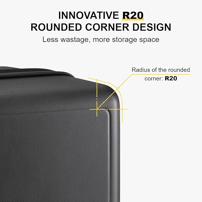 LEVEL8 Carry on Luggage Airline Approved, Small Carry-on Suitcases with Wheels, Lightweight Hardside Luminous Textured with Spinner Wheel, Tsa Lock, 18 Inch, Black