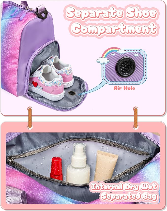Daughter Birthday Gifts-Girl Gym Bag with Shoe Compartment, Kid Personalized Weekender Overnight Bags, Initial Travel Tote with Makeup Pouch, Graduation Gift for Girls (Letter Y)