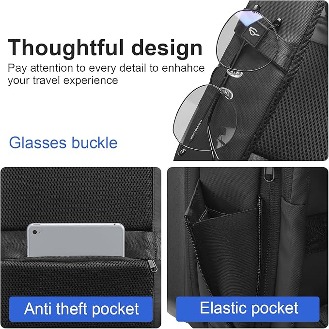 SOKOK Carry On Travel Backpack Waterproof Business Backpack Expandable with Laptop Compartment and Charging, Hardshell Computer Backpack for Men and Women, White