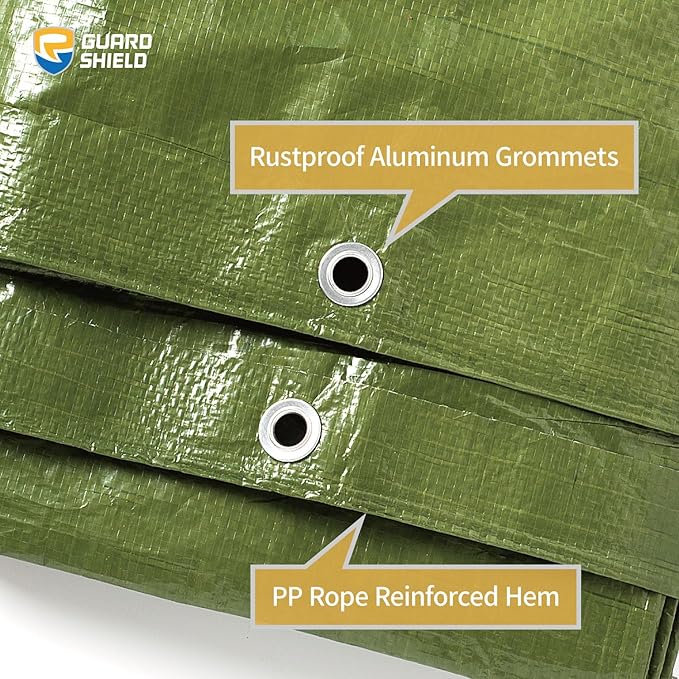 GUARD SHIELD Tarp Green 10x10 Feet Multi Purpose Waterproof Poly Tarp Cover 5mil (2-Pack)