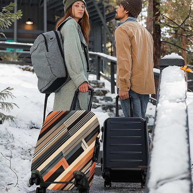 ANNA QUEEN Modern Geometric Luggage Cover, Abstract Striped Suitcase Protector for 20-22 Inch, Durable, Stretchable Travel Cover, Stylish & Washable Luggage Sleeve