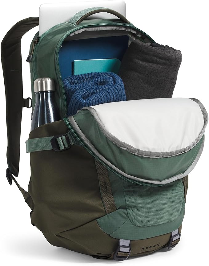 THE NORTH FACE Recon Everyday Laptop Backpack | Daypack with Water Repellent Finish, 16" Laptop Sleeve, 2 Water Bottle Pockets, Duck Green/New Taupe Green, One Size