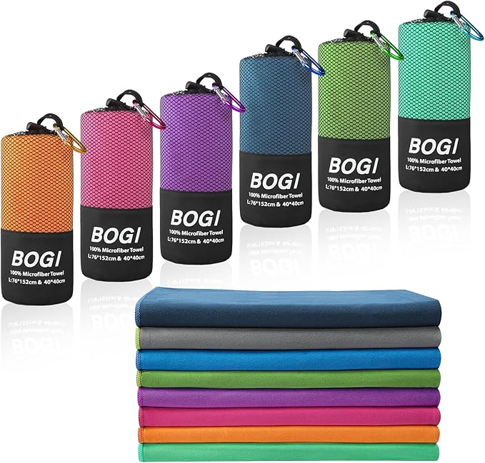 BOGI Microfiber Travel Sports Towel-Quick Dry, Soft Lightweight, Absorbent, Compact Towel for Camping Gym Beach Bath Yoga Swimming Backpacking (M:40''x20''-Purple)