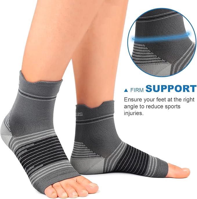 Plantar Fasciitis Sock (6 Pairs) for Men and Women, Compression Foot Sleeves with Arch and Ankle Support (Black, Gray, White, Large)