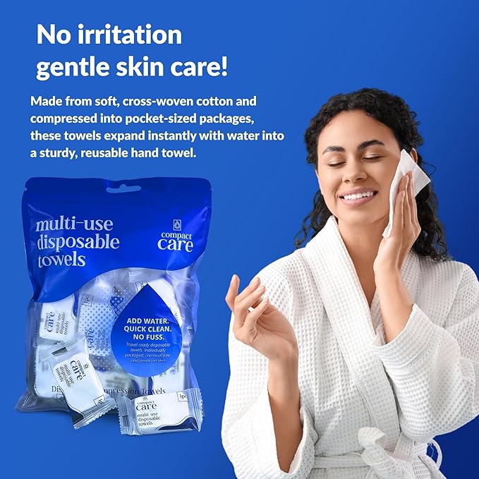 Compressed Towels – Travel Towels for Cleaning, Camping, Gym, Hiking, Baby, Emergency Use – 100% Cotton, Chemical-Free, Expands with Water – Portable & Reusable (40 pcs)
